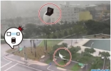 美国佛州狂风暴雨 刮走大型家俬满天飞