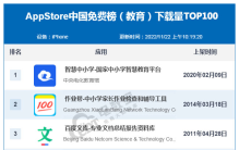 11月AppStore中国免费榜(教育)TOP100:智慧中小学作业帮等居前三