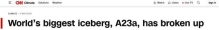 世界最大冰山解体！