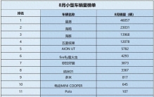 小型车又火了？8月零售销量榜单出炉 4款销量过万 五菱缤果第四