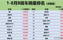 得B级车者得天下！1-8月销量榜：帕萨特逆袭，秦L、凯美瑞破10万
