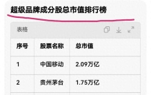 超级品牌企业名单（按照市值排行排序）达1000亿以上的有12家企业