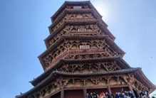 海外华裔青少年探访山西应县木塔 体验斗拱之巧