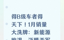 得B级车者得天下！1月销量大洗牌：新能源败退，迈腾亚军，天籁9