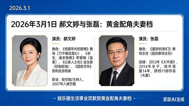 郝文婷张磊:娱乐圈最低调神仙夫妻,戏里黄金配角戏外恩爱14年