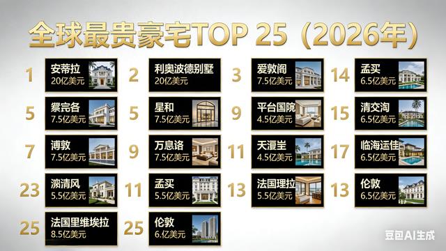 👑 全球最贵豪宅TOP 25