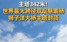 342米！世界最高双层悬索桥主塔封顶，广东又搞了个“世界第一”