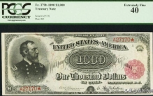 1890 年1000 美元国库券成为世界拍卖史上最贵的纸币