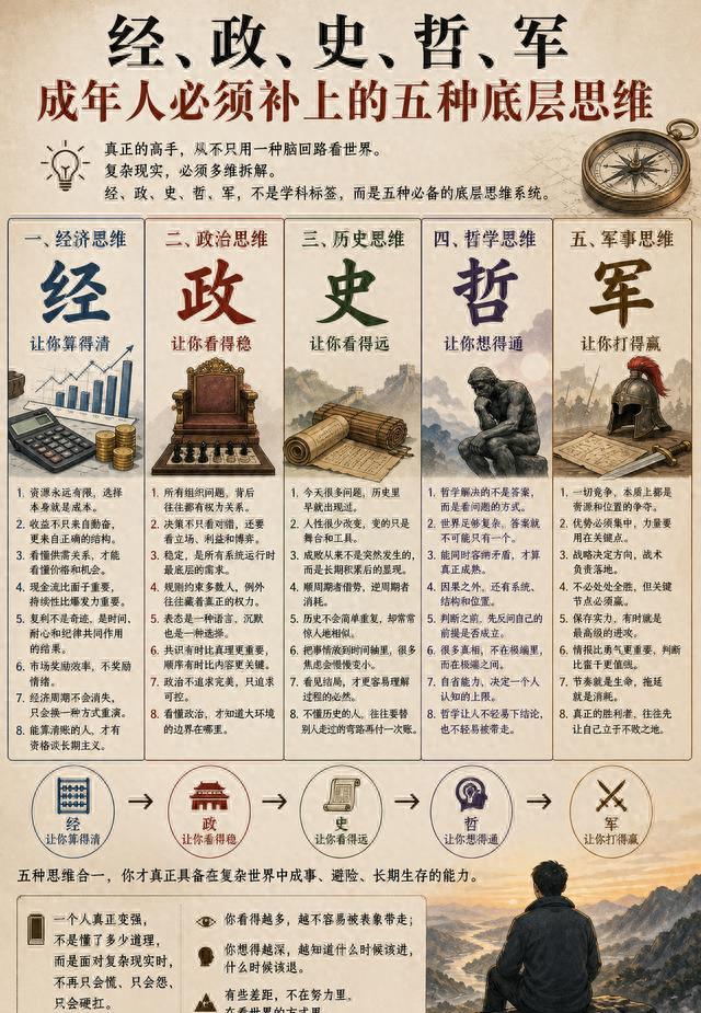《经、政、史、哲、军：成年人必须补上的五种底层思维》