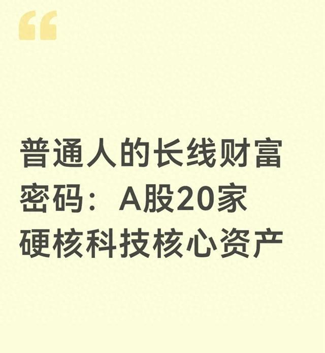 普通人的长线财富密码：A股20家硬核科技核心资产