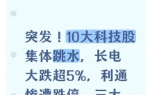 突发！10大科技股集体跳水，长电大跌超5%，利通惨遭跌停。