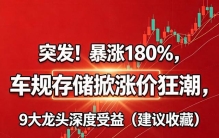 突发！暴涨180%，车规存储掀涨价狂潮，9大龙头深度受益