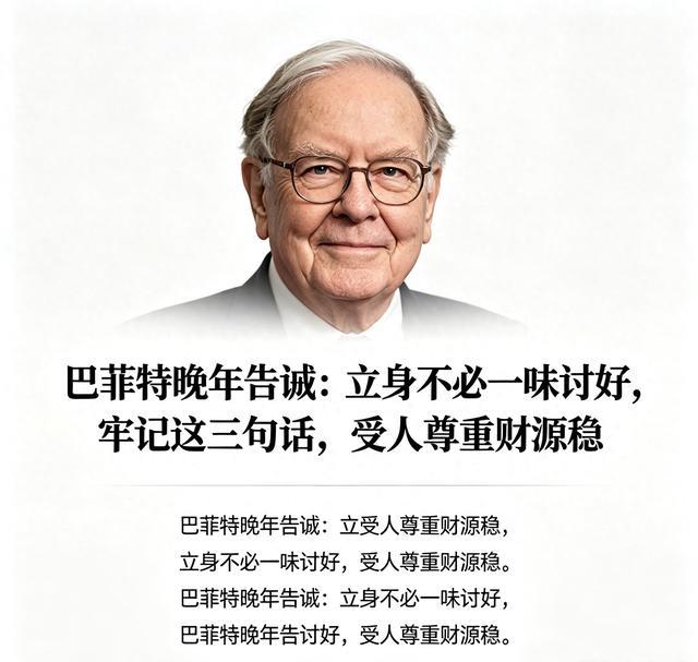 巴菲特晚年告诫：立身不必一味讨好，牢记三句话，受人尊重财源稳