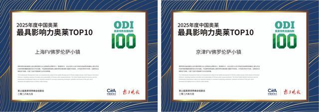 四地FV佛罗伦萨小镇齐获“2025年度中国奥莱最具影响力奥莱”
