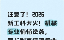 注意了！2026 新工科大火！机械专业悄悄逆袭，家长别再选错专业