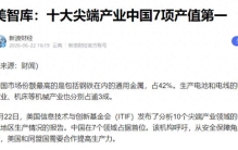 科技战局势逆转？全球10大先进产业，中国7项第一，美国有多少？