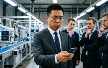 我正在给德国客户介绍生产线，总监微信通知我被降职，我暂停介绍换成中文：各位，公司把我降职了，今天的参观到此结束！