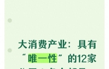 大消费产业：具有“唯一性”的12家公司！各个都是稀缺龙头！