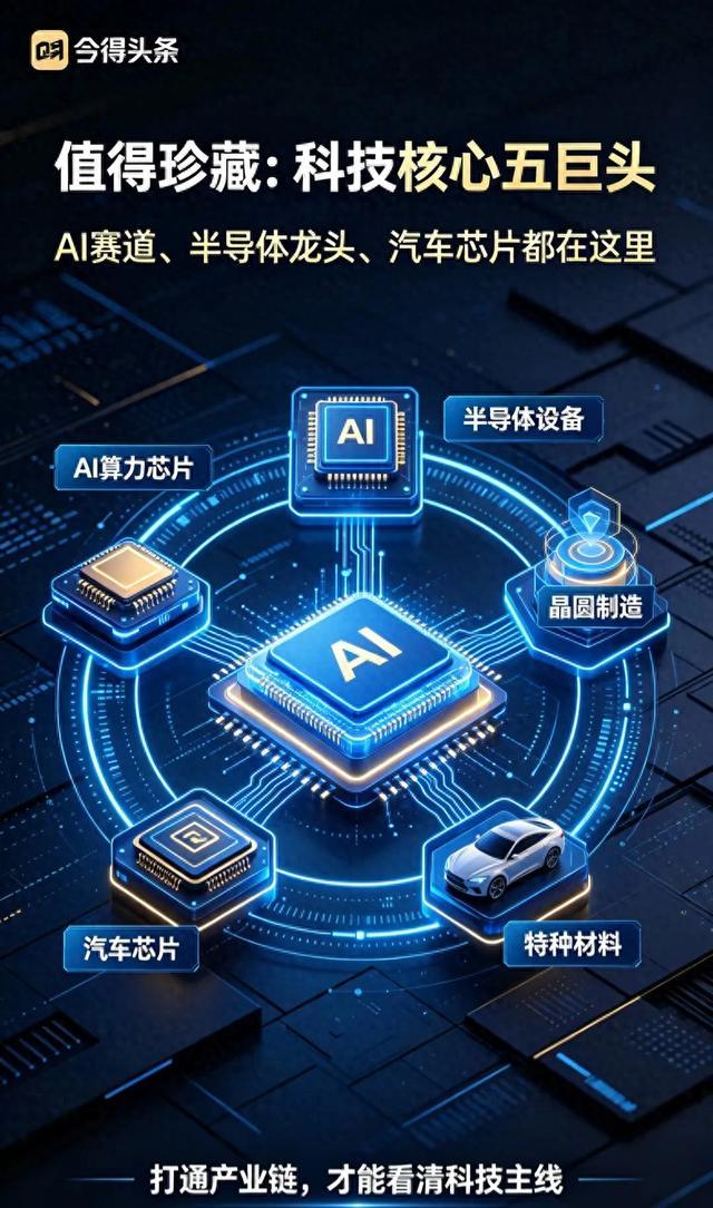 值得珍藏：科技核心“五巨头”，AI赛道，半导体龙头，汽车芯片等