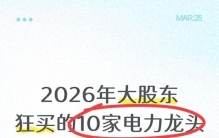 2026年大股东狂买的10家电力龙头，电力真正的“压舱石”在这！