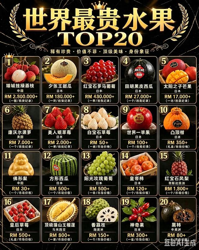 全球最贵水果TOP20!一颗荔枝200多万,看完大开眼界