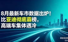 8月最新车市数据出炉！比亚迪彻底霸榜，高端车集体遇冷