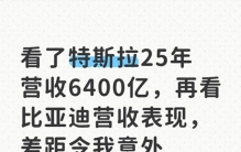 看了特斯拉25年营收6400亿，再看比亚迪营收表现，差距令我意外