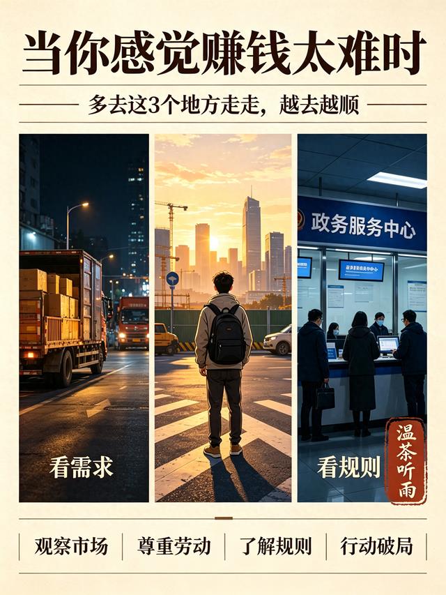当你感觉赚钱太难时,多去这 3 个地方走走,越去越顺