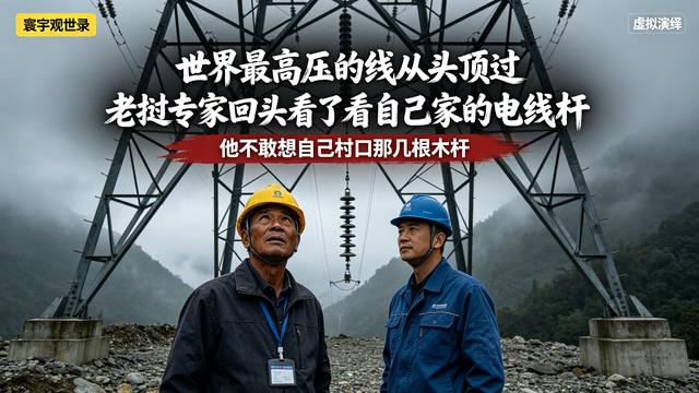 世界最高压的线从头顶过,老挝专家回头看了看自己家的电线杆