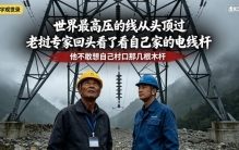 世界最高压的线从头顶过，老挝专家回头看了看自己家的电线杆