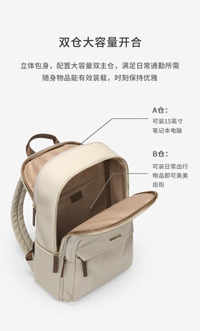 女士独立电脑仓双肩包解析,分清大通仓与专属电脑仓的差异